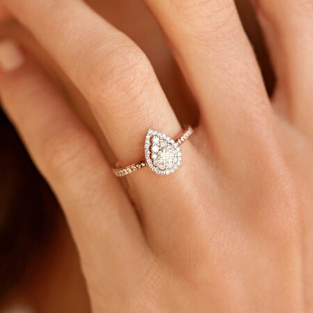 Evermore Halo Pear Engagement Ring with 0.45 Carat TW Diamonds in 10kt Rose & White Gold Evermore Halo Pear Engagement Ring with 0.45 Carat TW Diamonds in 10kt Rose & White Gold