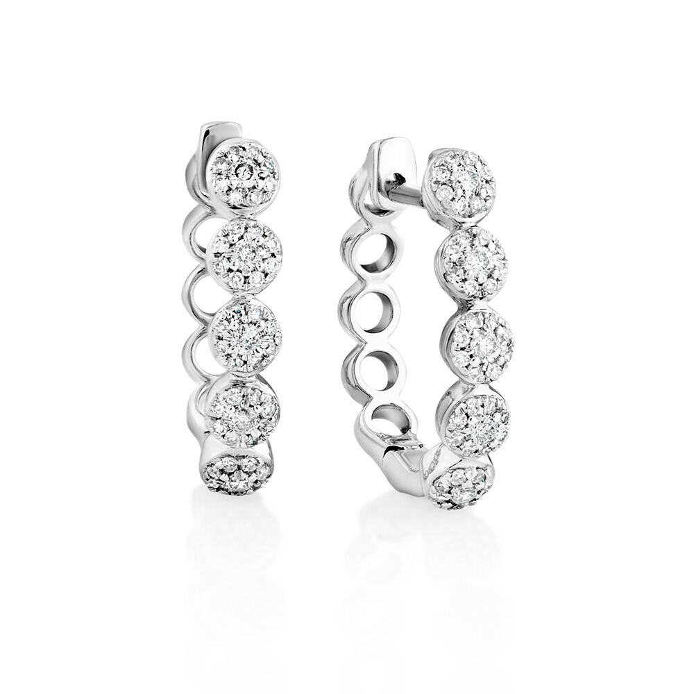 Bubble Huggie Earrings with 0.25 Carat TW of Diamonds in 10kt White Gold