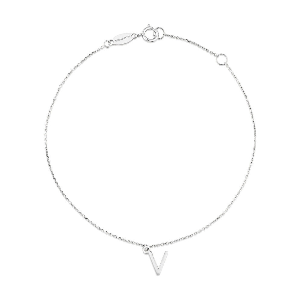 19cm (7.5") V Initial Bracelet in Sterling Silver
