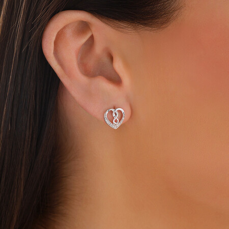 Heart infinitas Earring with 0.12 Carat TW of Diamonds in Sterling Silver Heart infinitas Earring with 0.12 Carat TW of Diamonds in Sterling Silver