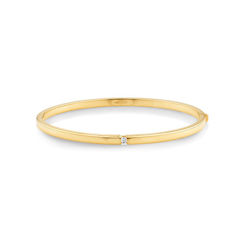 Diamond Accent Oval Bangle in 10kt Yellow Gold