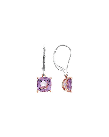 Earrings with Rose Amethyst in Sterling Silver & 10kt Rose Gold Earrings with Rose Amethyst in Sterling Silver & 10kt Rose Gold