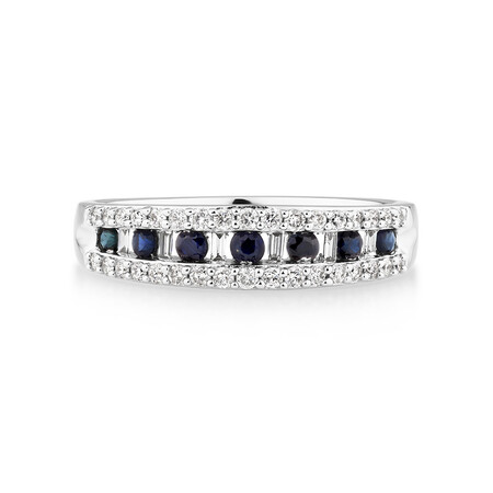 Ring with Sapphire & 0.29 Carat TW of Diamonds In 10kt White Gold Ring with Sapphire & 0.29 Carat TW of Diamonds In 10kt White Gold