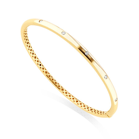 Hammer Set Bangle With 0.15 Carat TW Diamonds In 10kt Yellow Gold Hammer Set Bangle With 0.15 Carat TW Diamonds In 10kt Yellow Gold