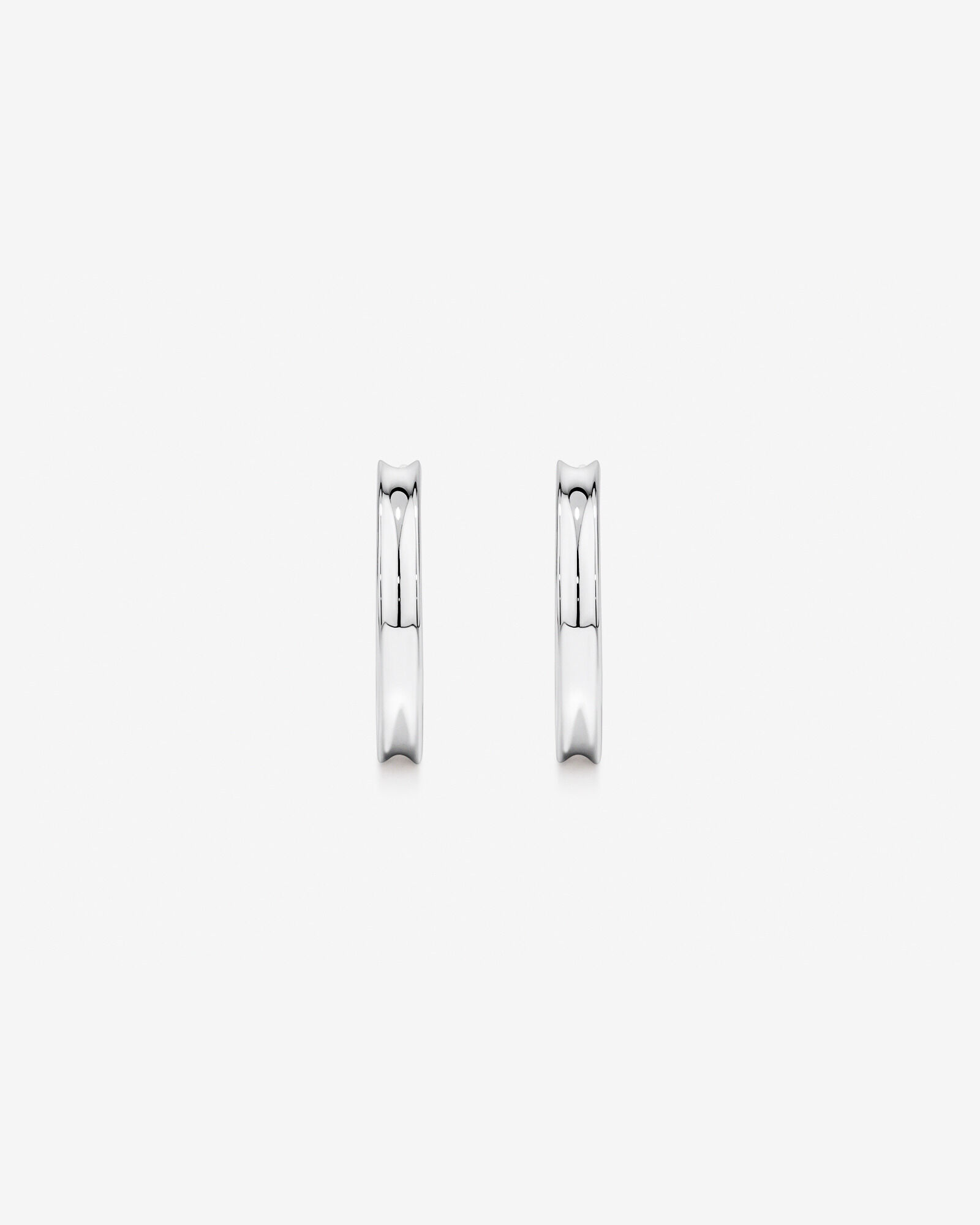 Flared Narrow Half Hoop Stud Earrings in Sterling Silver