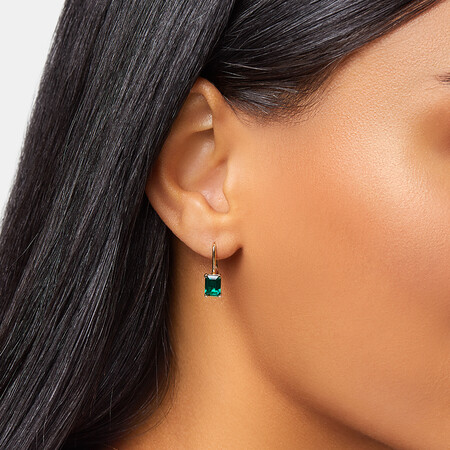 Drop Earrings with Laboratory Created Emerald in 10kt Yellow Gold Drop Earrings with Laboratory Created Emerald in 10kt Yellow Gold