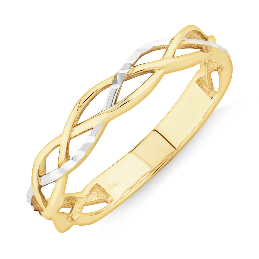 Crossover Ring in 10kt Yellow & White Gold