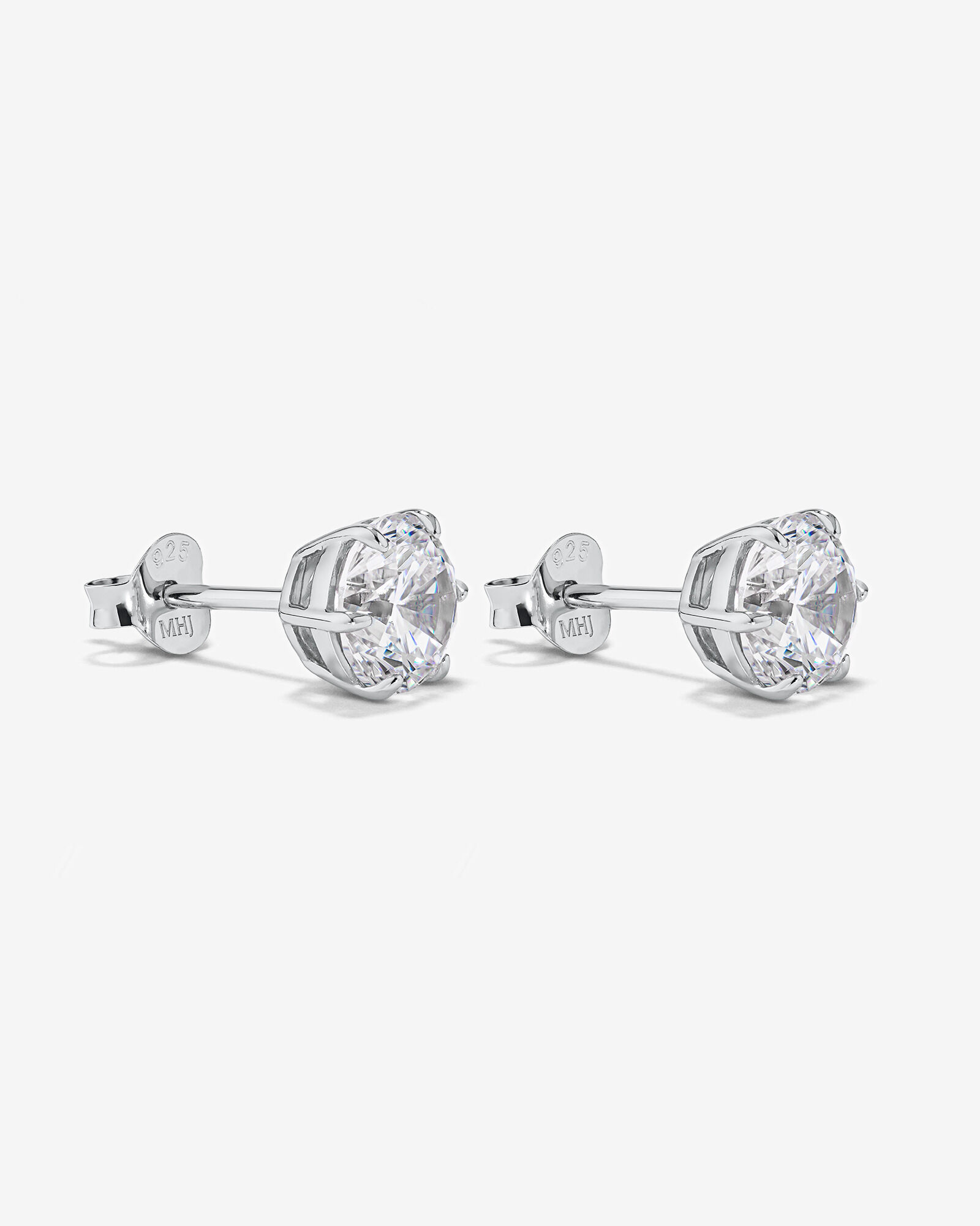 7.3mm Round Brilliant Cubic Zirconia Stud Earrings in Sterling Silver