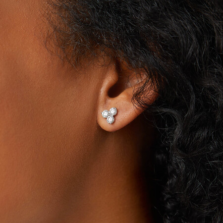 Laboratory-Created 1 Carat TW Diamond Studs in 10ct White Gold Laboratory-Created 1 Carat TW Diamond Studs in 10ct White Gold