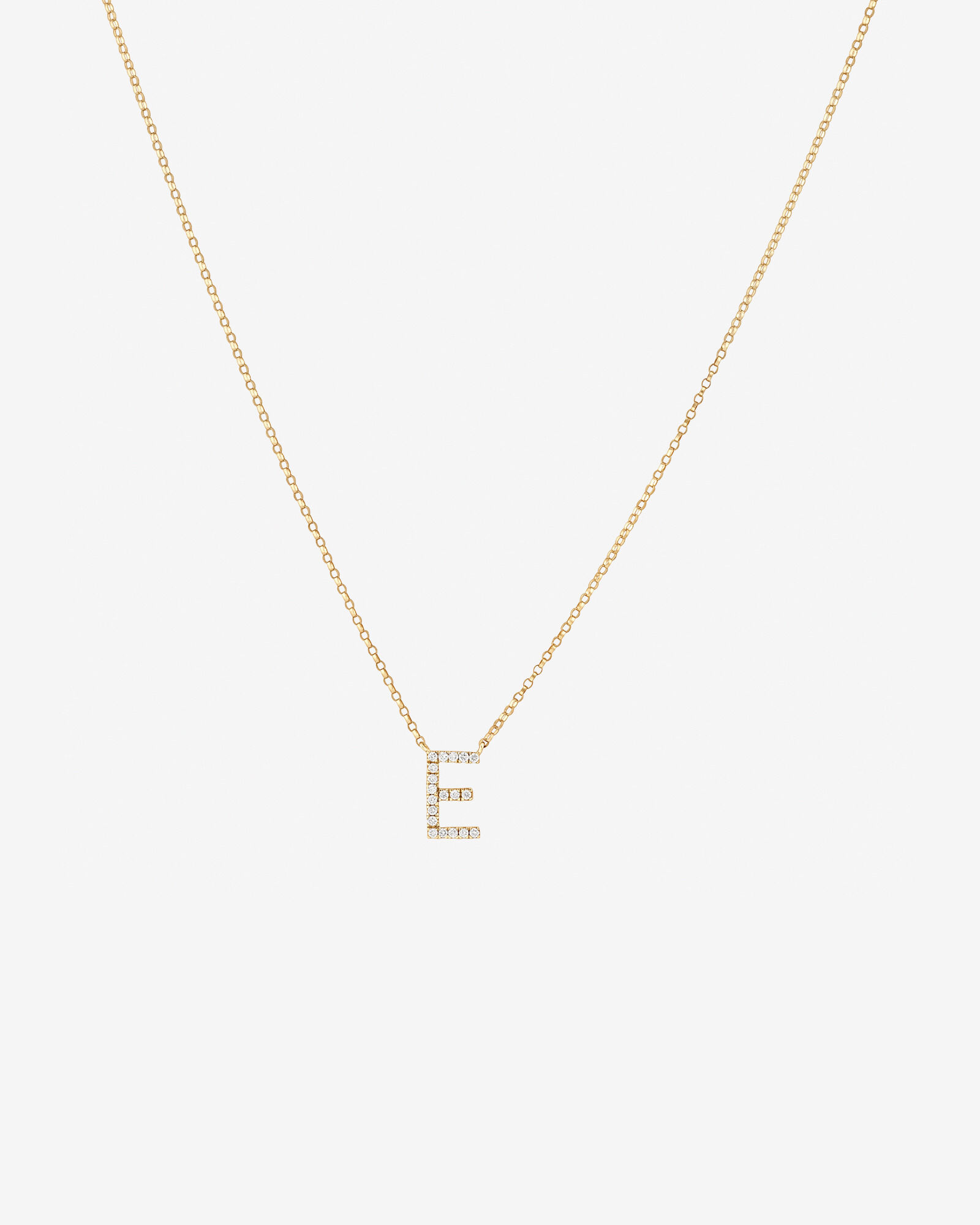 "E" Initial Necklace with 0.10 Carat TW of Diamonds in 10kt Yellow Gold