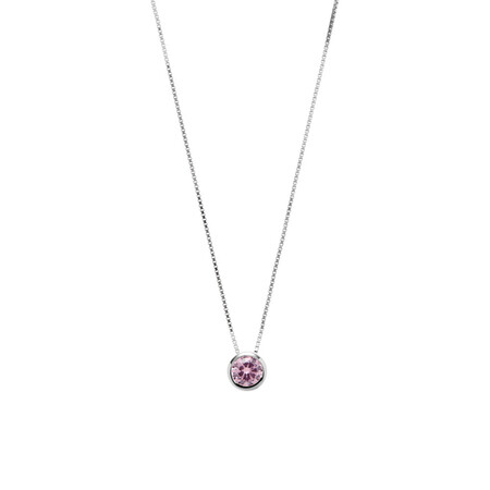 Circle Pendant with Pink Cubic Zirconia in Sterling Silver Circle Pendant with Pink Cubic Zirconia in Sterling Silver