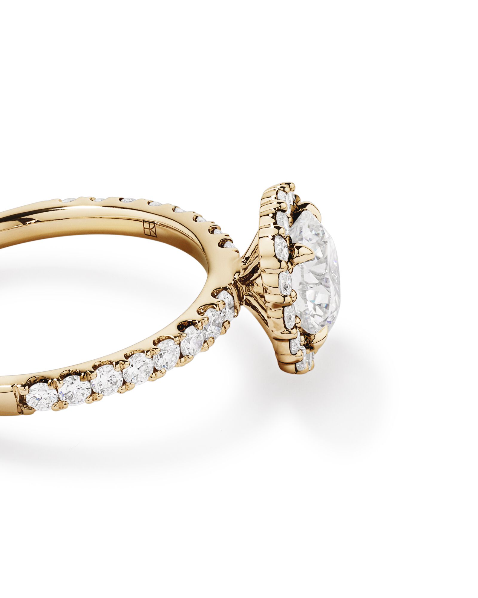 Bague ronde TW Round Brilliant Diamond Halo Engagemet de laboratoire de 1,79 carat en or jaune 14 carats