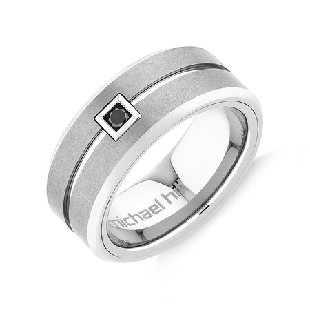 Men's Ring with an Enhanced Black Diamond in Grey Sapphire Tungsten