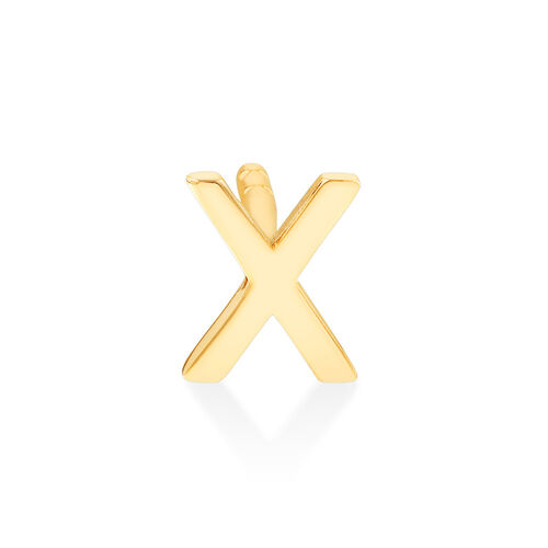X Initial Single Stud Earring in 10kt Yellow Gold