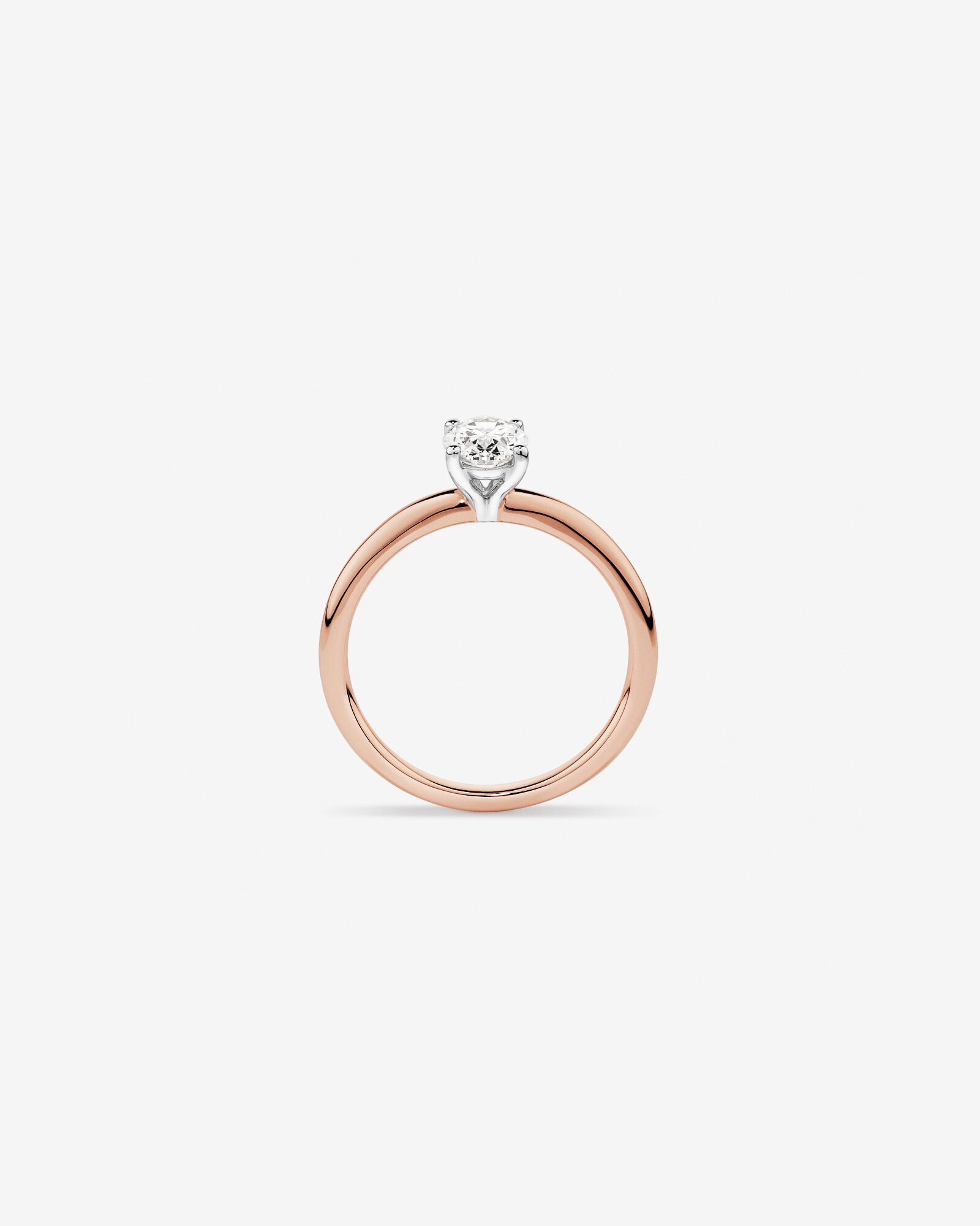 Bague de fiançailles solitaire ovale en diamant cultivé en laboratoire TW de 0,70 carat en or rose et blanc 14 carats