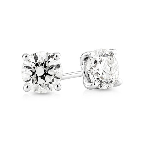 1.00 Carat TW Flawless Diamond Solitaire Stud Earrings in 18kt White Gold