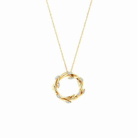 Small Willow Pendant with Diamonds in 10kt Yellow Gold