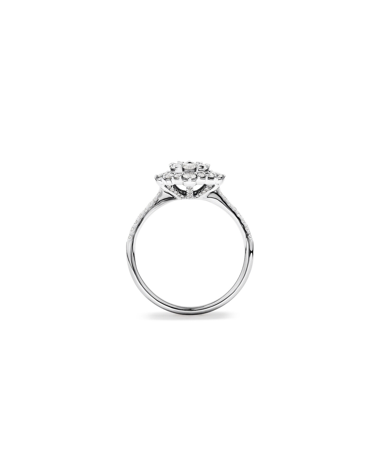 Bague de fiançailles en or blanc 14 K avec halo de diamants totalisant 0,93 ct