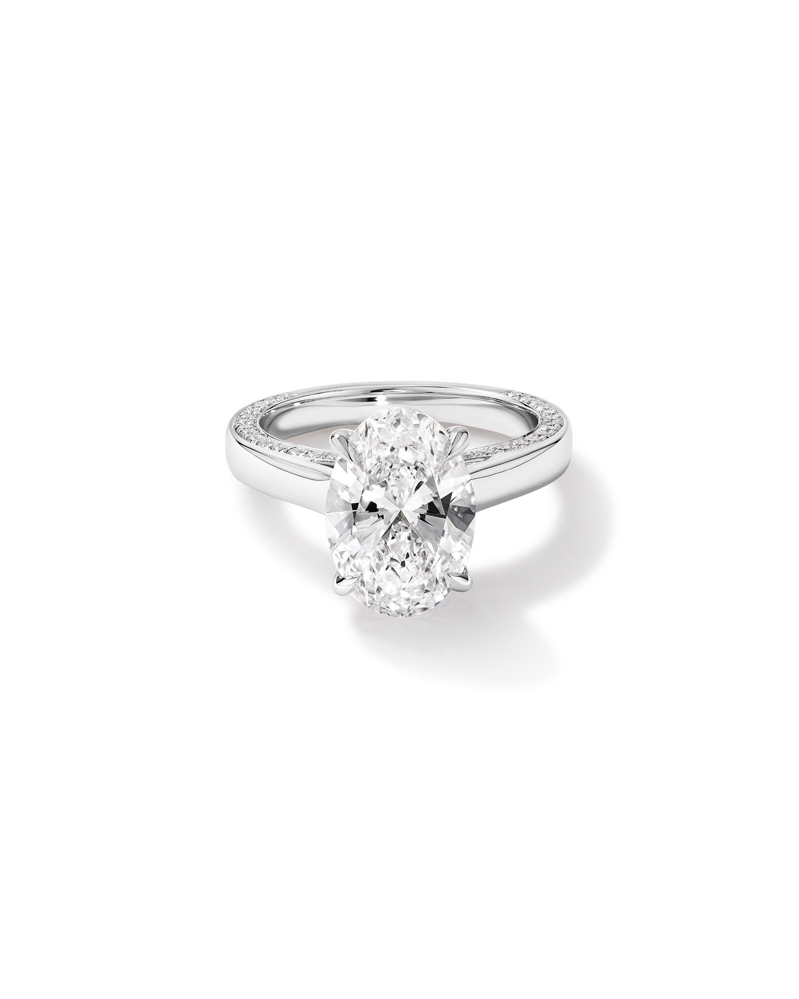 4.47 Carat TW Oval Cut Laboratory-Grown Diamond Engagement Ring in 18kt White Gold