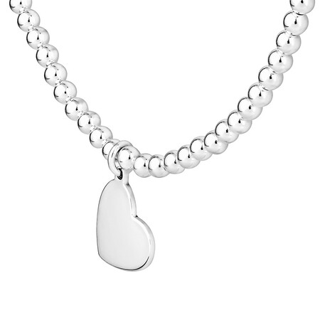 45cm (18") Engravable Heart Bead Pendant in Sterling Silver 45cm (18") Engravable Heart Bead Pendant in Sterling Silver