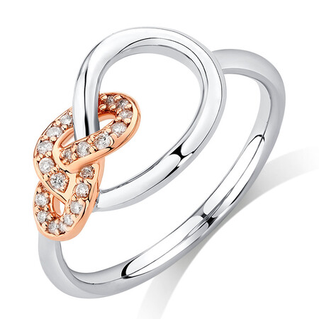 Knots Ring with 0.11 Carat TW of Diamonds in Sterling Silver & 10kt Rose Gold Knots Ring with 0.11 Carat TW of Diamonds in Sterling Silver & 10kt Rose Gold