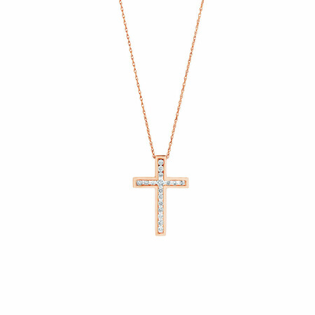 Cross Pendant in 10kt Rose Gold With 0.34 Carat TW of Diamonds