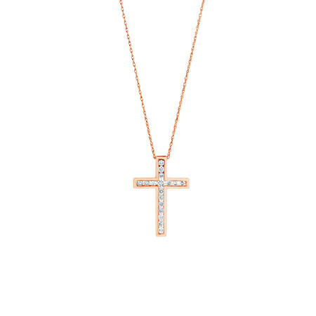 Cross Pendant in 10kt Rose Gold With 0.34 Carat TW of Diamonds Cross Pendant in 10kt Rose Gold With 0.34 Carat TW of Diamonds
