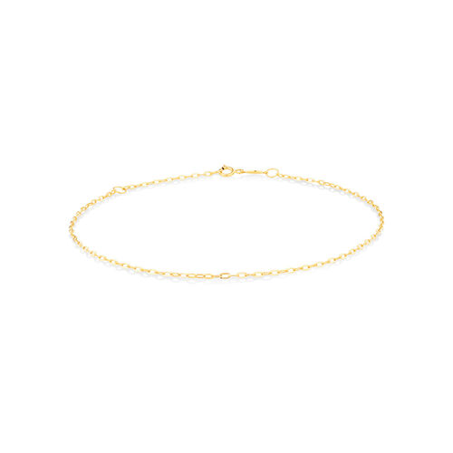 Flat Paperclip Chain Anklet in 10kt Yellow Gold