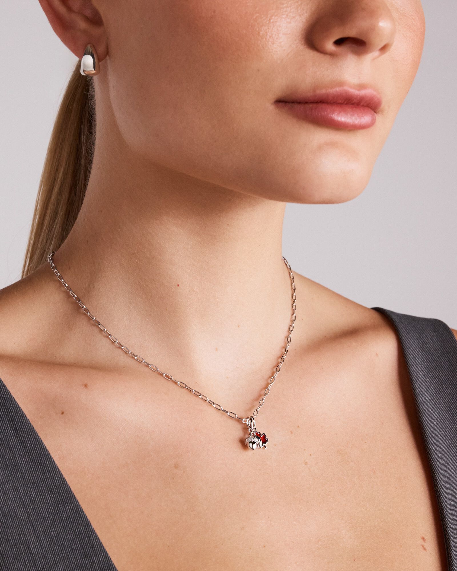 Canadian Acorn Diamond Pendant in Sterling Silver