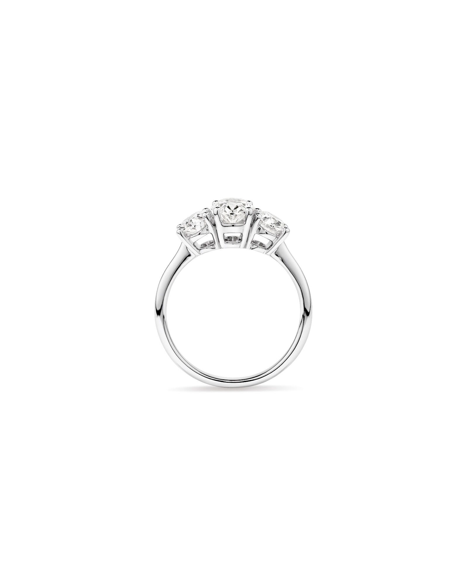 2 Carat Three Stone Oval Laboratory-Grown Diamond Engagement Ring In 14kt Gold