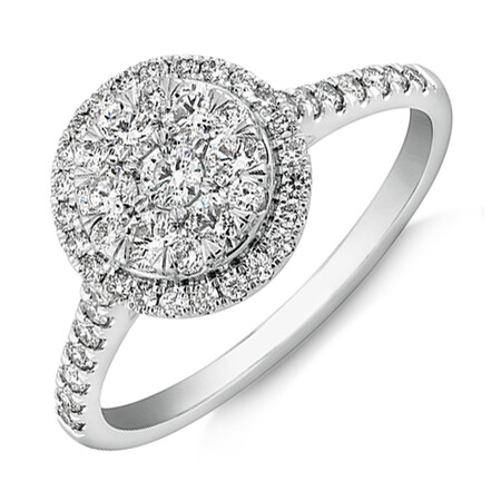 Cluster Halo Engagement Ring with 0.75 Carat TW of Diamonds in 10kt White Gold Cluster Halo Engagement Ring with 0.75 Carat TW of Diamonds in 10kt White Gold