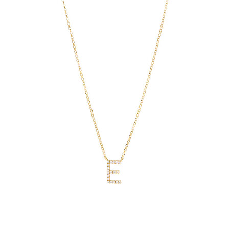 "E" Initial Necklace with 0.10 Carat TW of Diamonds in 10kt Yellow Gold "E" Initial Necklace with 0.10 Carat TW of Diamonds in 10kt Yellow Gold