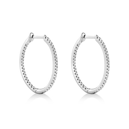 Oval Shape Hoop Earrings with 0.50ct TW of Diamonds in 10kt White Gold Oval Shape Hoop Earrings with 0.50ct TW of Diamonds in 10kt White Gold
