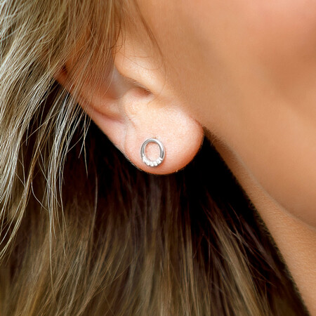 Open Circle Stud earrings with Cubic Zirconia in Sterling Silver Open Circle Stud earrings with Cubic Zirconia in Sterling Silver