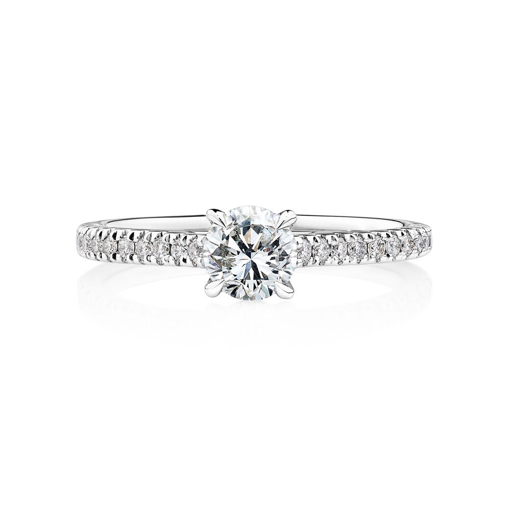 Bague de fiançailles en or blanc 14 K avec diamants totalisant 0,78 ct