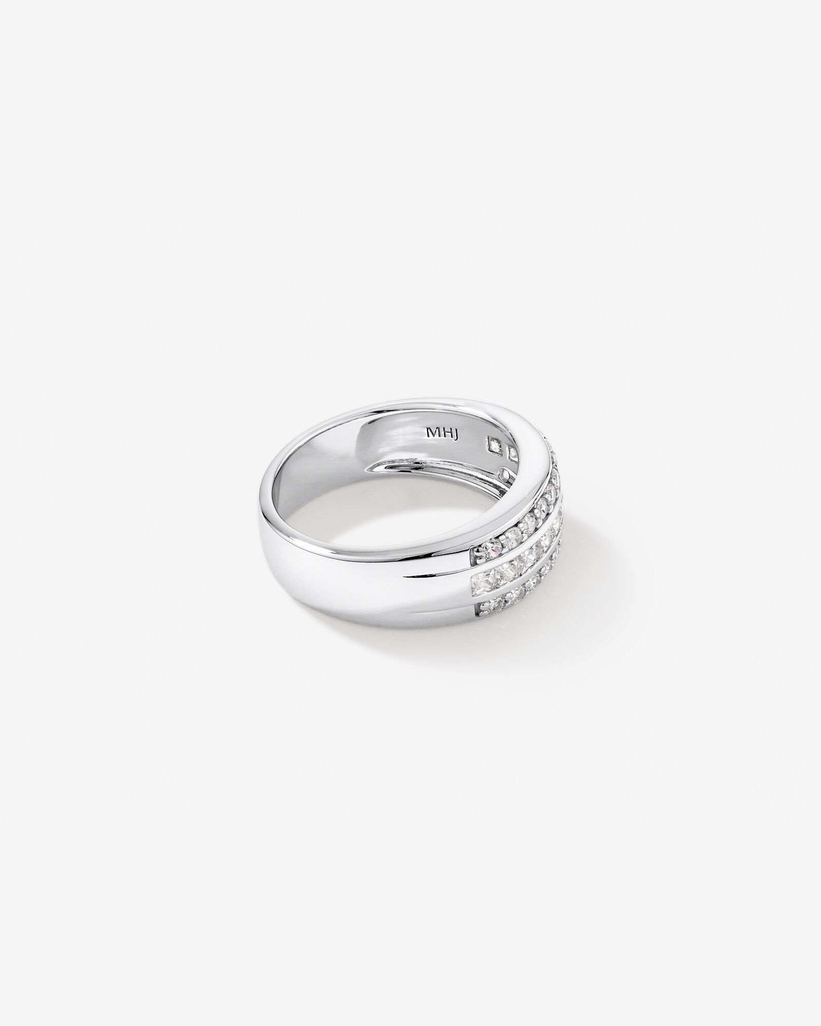 Cubic Zirconia Wide Channel Set Ring Sterling Silver