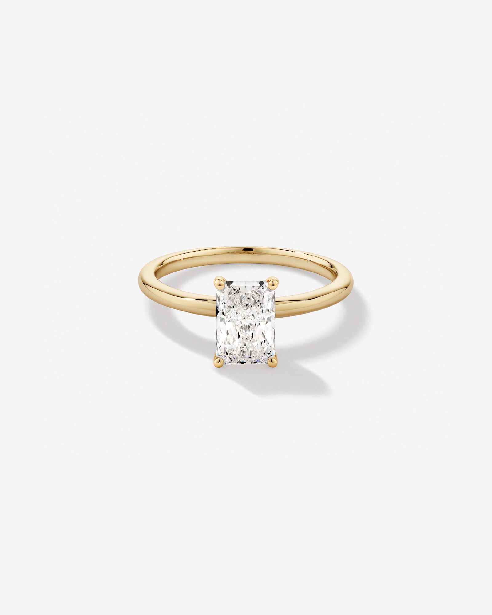 Bague de fiançailles solitaire en diamant de laboratoire TW Radiant de 1,25 carat en or jaune 14 carats