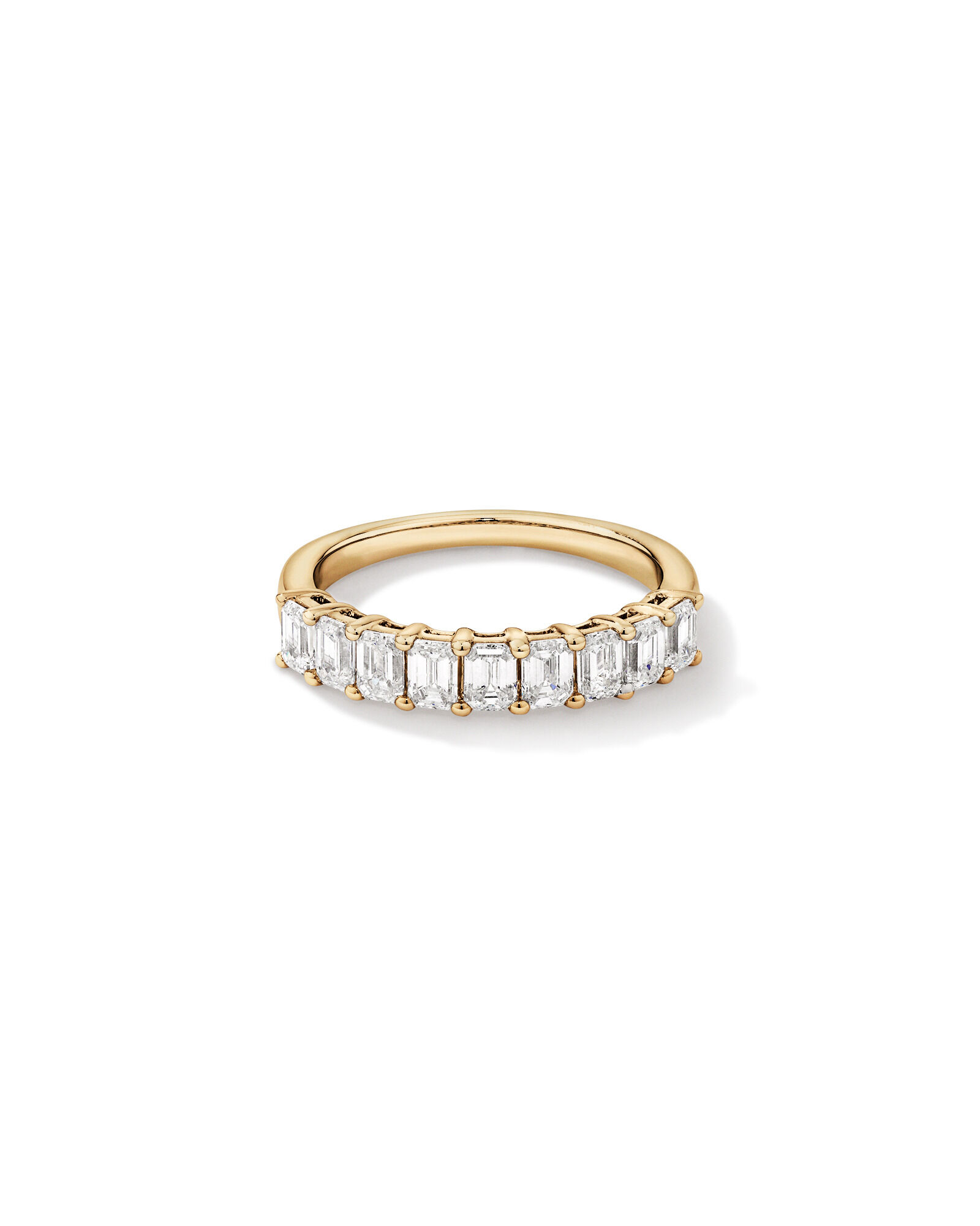 Alliance de mariage en diamant cultivé en laboratoire TW taille émeraude de 1,17 carat en or jaune 14 carats