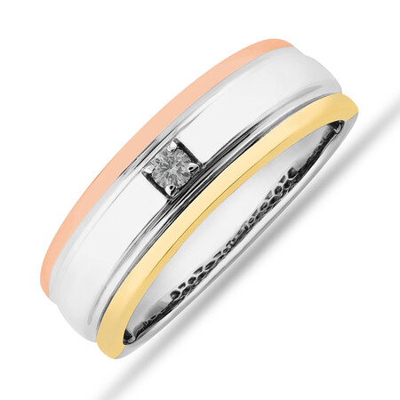 Tritone Duo Ring with Diamonds in 10kt White, Yellow & Rose Gold Tritone Duo Ring with Diamonds in 10kt White, Yellow & Rose Gold
