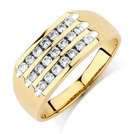Men's Channel Set Ring in 10kt Yellow Gold With 1/2 Carat TW of Diamonds