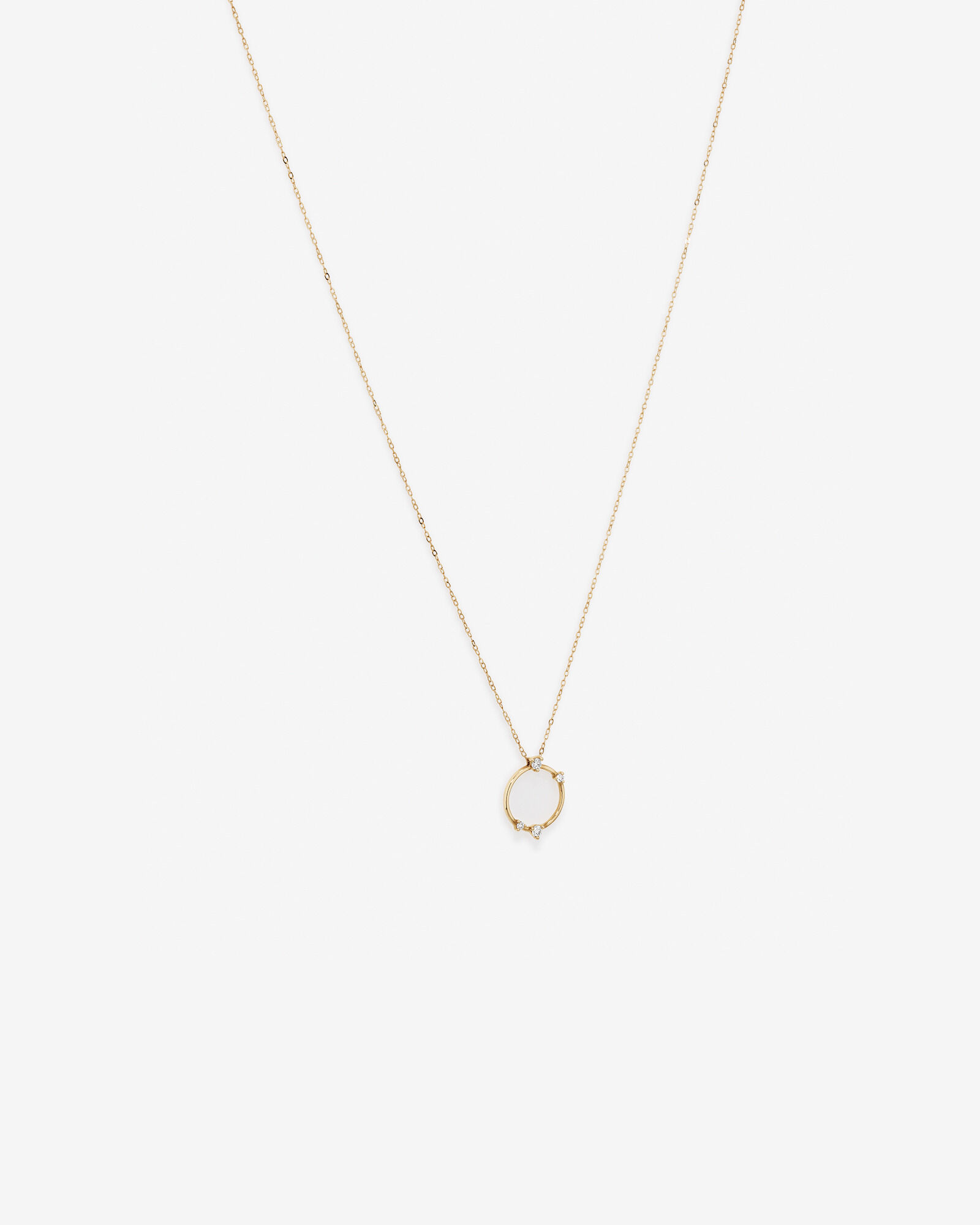 Diamond Studded Circle Necklace in 10kt Yellow Gold