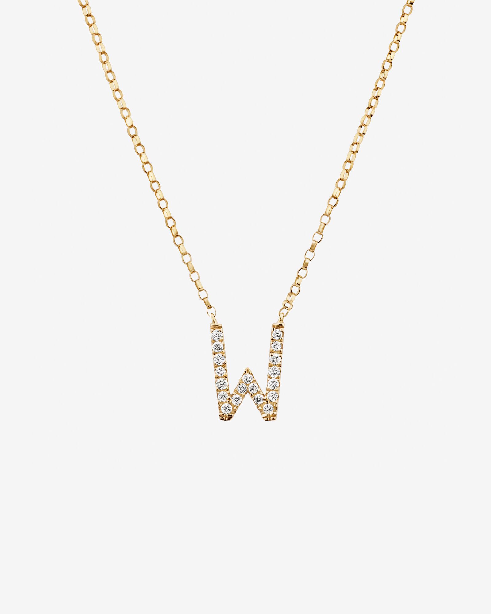 "W" Initial Necklace with 0.10 Carat TW of Diamonds in 10kt Yellow Gold