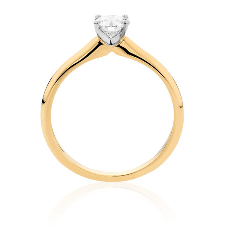 Certified Solitaire Engagement Ring with a 1/2 Carat TW Diamond in 14ct Yellow & White Gold Certified Solitaire Engagement Ring with a 1/2 Carat TW Diamond in 14ct Yellow & White Gold