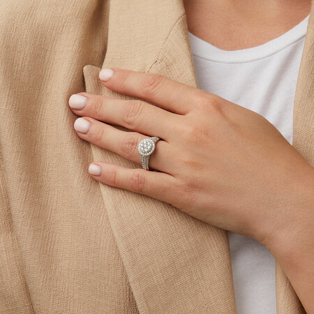 Halo Ring with 1 Carat TW of Diamonds in 10kt White Gold Halo Ring with 1 Carat TW of Diamonds in 10kt White Gold