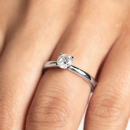 Solitaire Engagement Ring with 0.70 Carat TW of Diamonds in 14kt White Gold Solitaire Engagement Ring with 0.70 Carat TW of Diamonds in 14kt White Gold