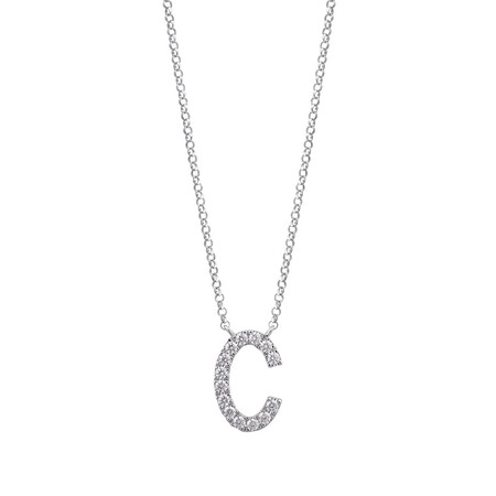 "C" Initial Necklace with 0.10 Carat TW of Diamonds in 10kt White Gold "C" Initial Necklace with 0.10 Carat TW of Diamonds in 10kt White Gold