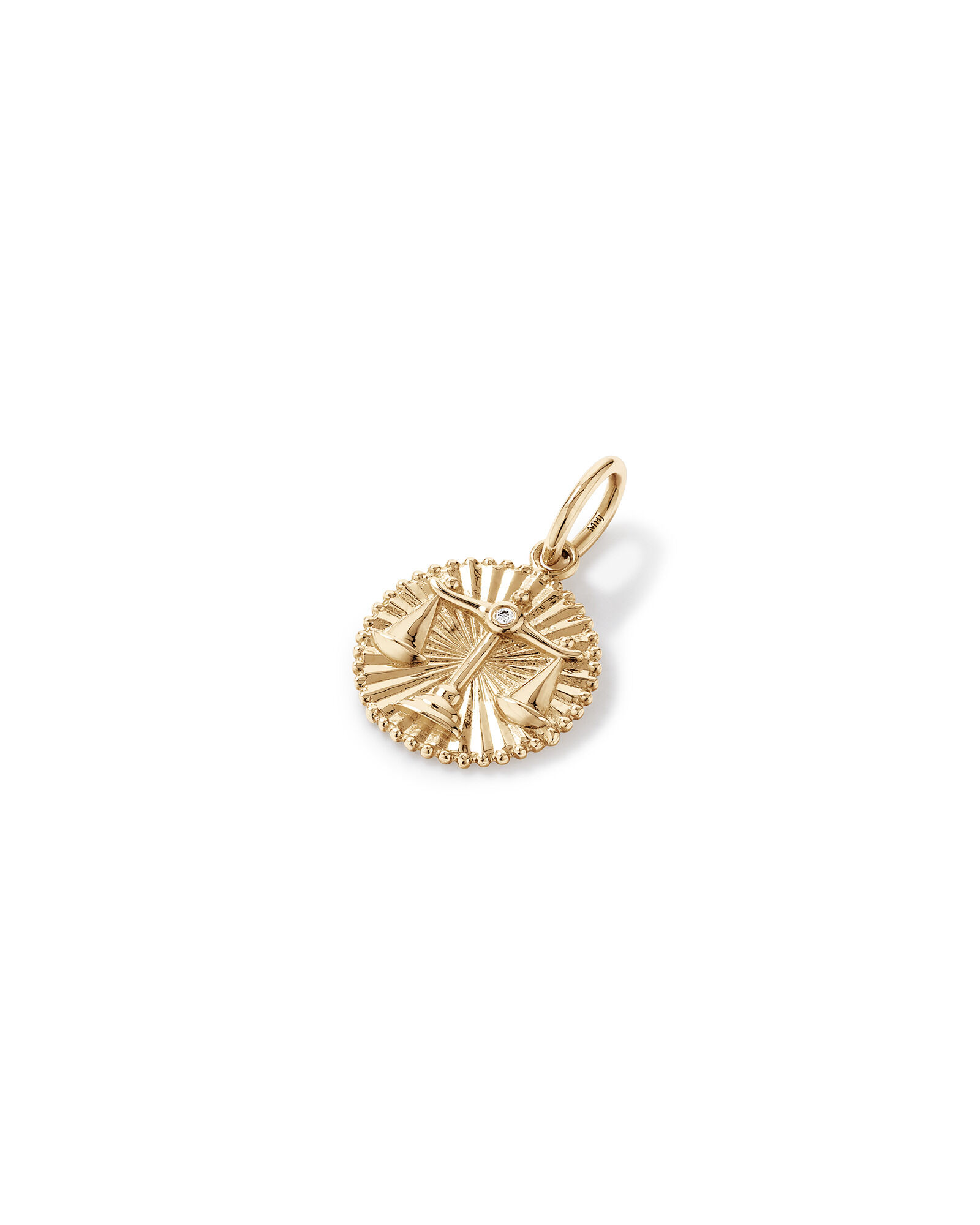Diamond Accent Libra Zodiac Pendant in 10kt Yellow Gold