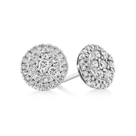 Cluster Earrings with 1.0 Carat TW of Diamonds in 10kt White Gold