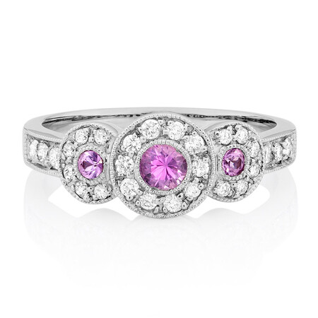 Ring with Pink Sapphire & 1/4 Carat TW of Diamonds in 10kt White Gold Ring with Pink Sapphire & 1/4 Carat TW of Diamonds in 10kt White Gold
