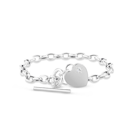 Belcher Bracelet with Cubic Zirconia in Sterling Silver Belcher Bracelet with Cubic Zirconia in Sterling Silver